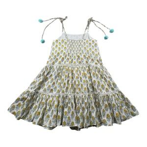 Ash & Eden Floral Cotton Sundress Tie Straps Ruffle Hem Women's Small